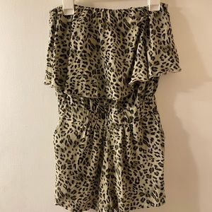 Charlotte Russe Leopard Print Romper with Pockets